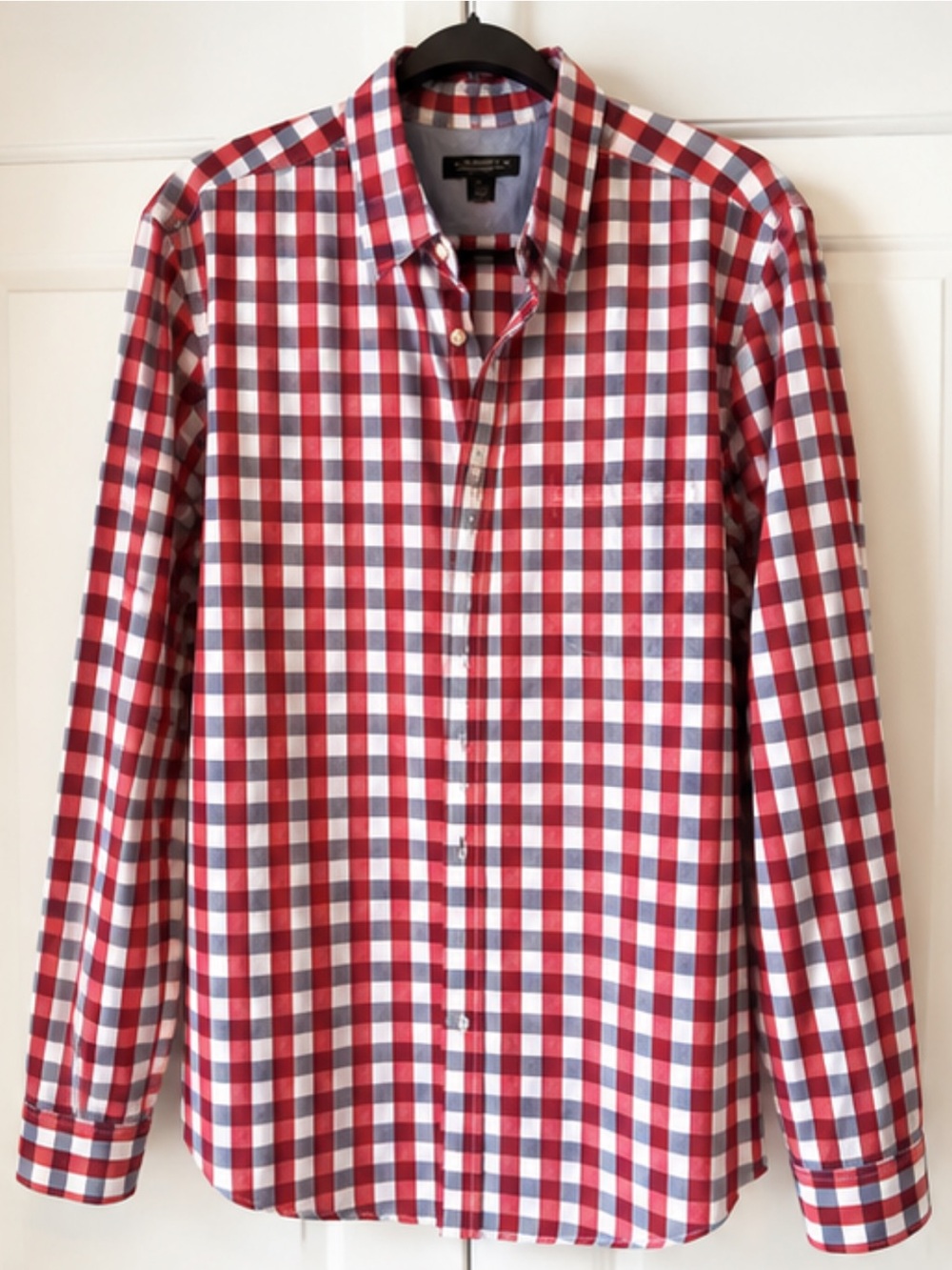Banana Republic Red, Navy & White Gingham Dress Shirt